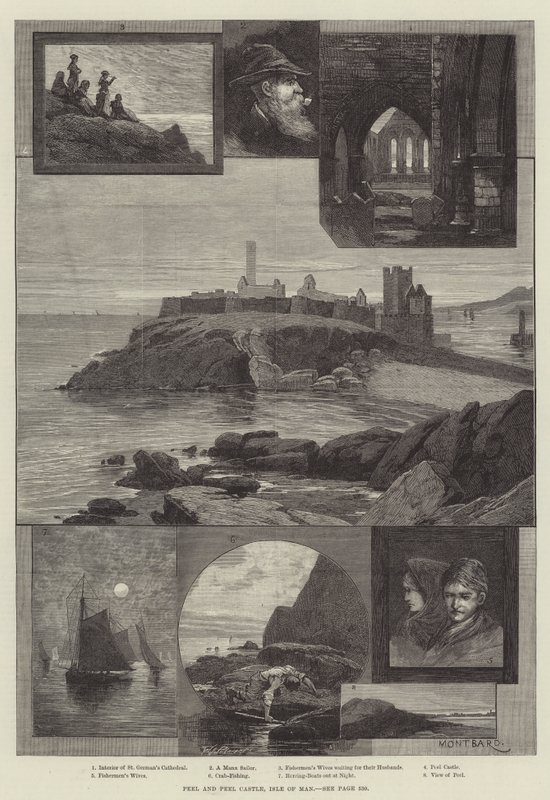 Peel and Peel Castle, Isle of Man by Charles Auguste Loye