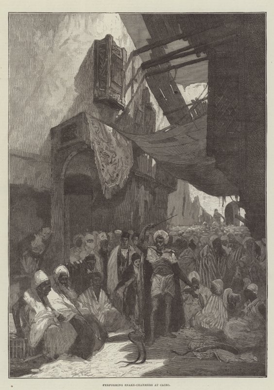 Performing Snake-Charmers at Cairo by Charles Auguste Loye