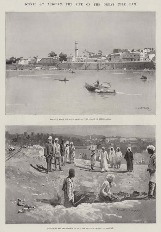 Scenes at Assouan, the Site of the Great Nile Dam by Charles Auguste Loye
