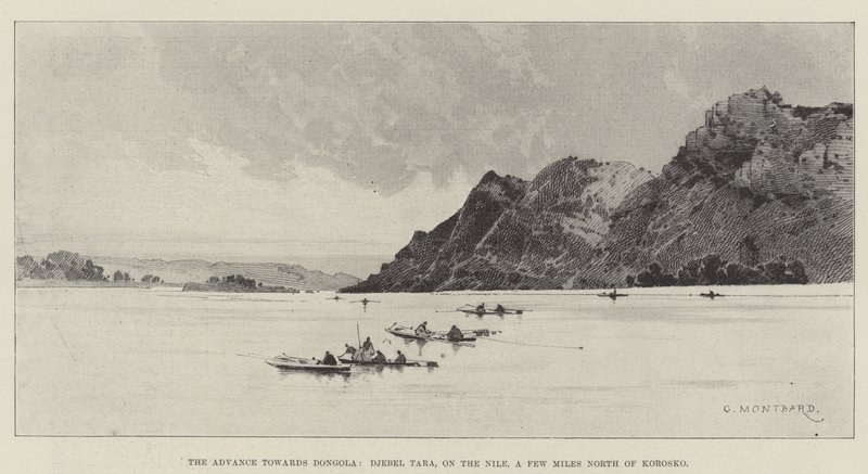The Advance towards Dongola, Djebel Tara, on the Nile, a few Miles North of Korosko by Charles Auguste Loye