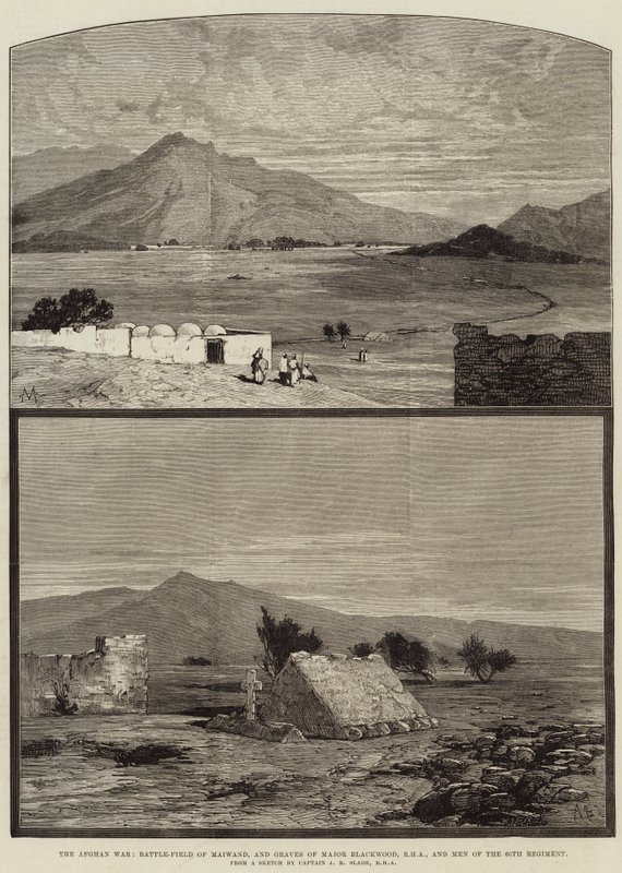 The Afghan War, Battlefield of Maiwand, and Graves of Major Blackwood and Men of the 66th Regiment by Charles Auguste Loye