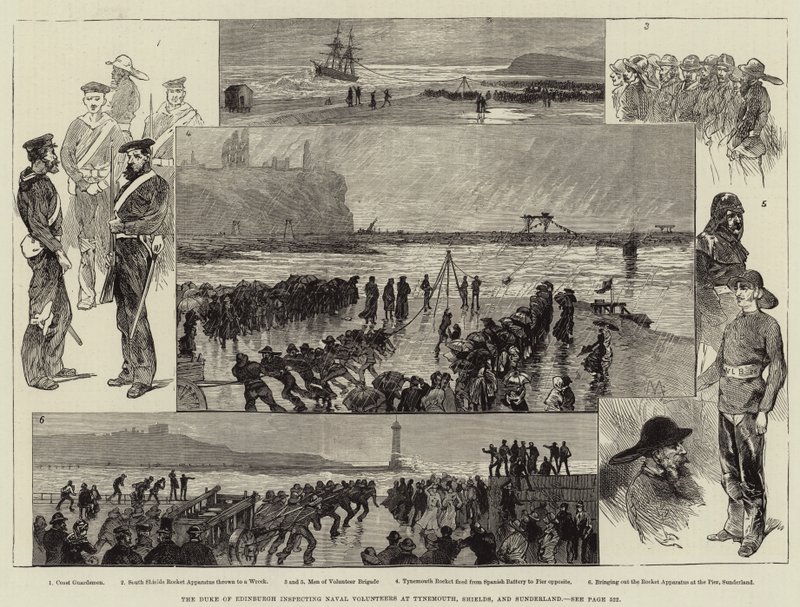 The Duke of Edinburgh Inspecting Naval Volunteers at Tynemouth, Shields, and Sunderland by Charles Auguste Loye