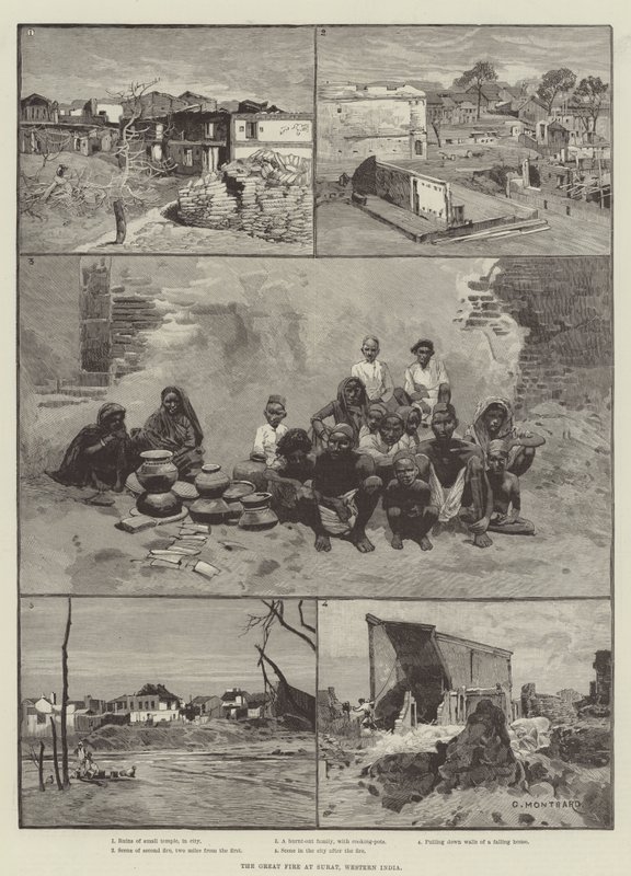 The Great Fire at Surat, Western India by Charles Auguste Loye