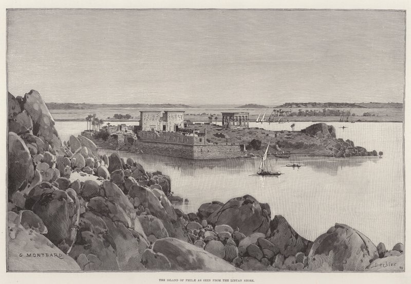 The Island of Philae as seen from the Libyan Shore by Charles Auguste Loye