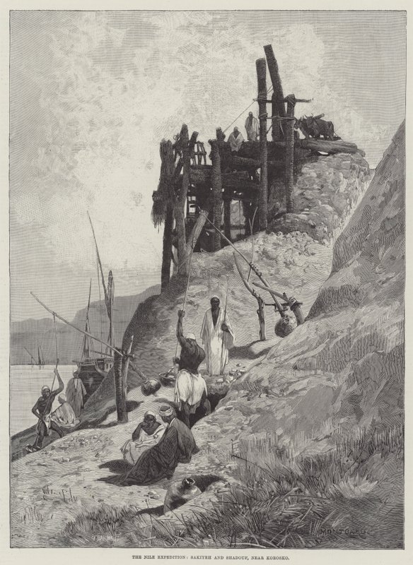 The Nile Expedition, Sakiyeh and Shadouf, Near Korosko by Charles Auguste Loye
