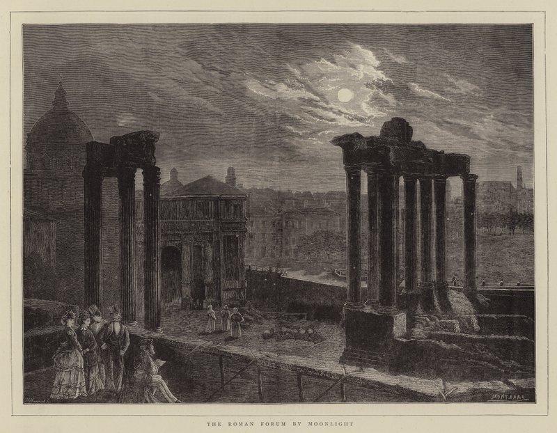 The Roman Forum by Moonlight by Charles Auguste Loye