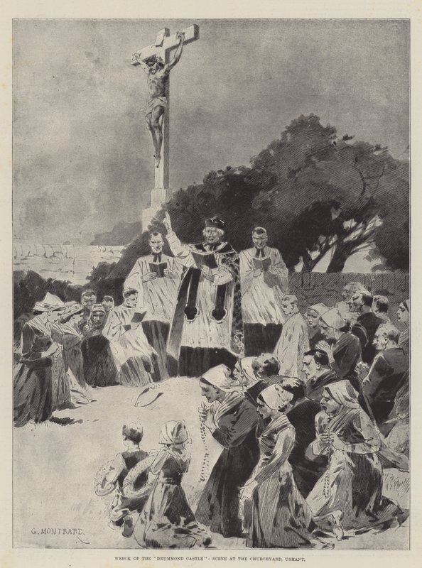Wreck of the Drummond Castle, Scene at the Churchyard, Ushant by Charles Auguste Loye