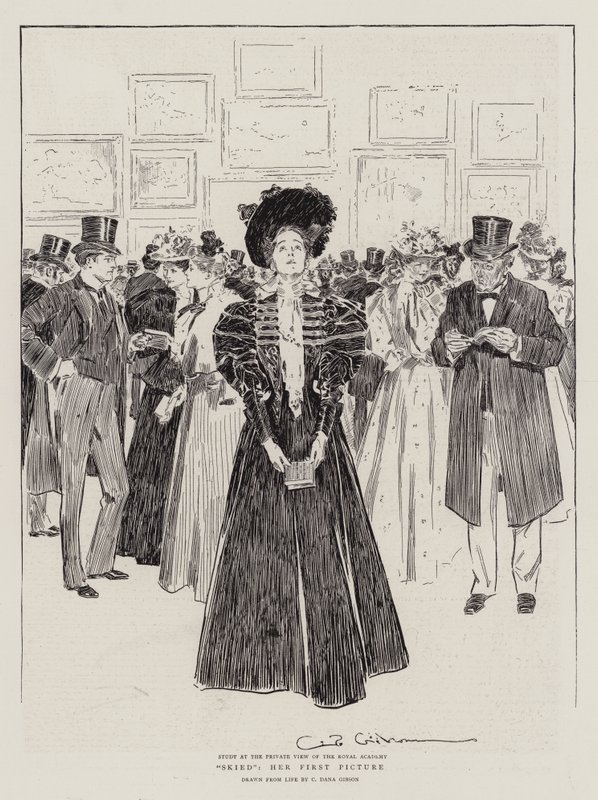Skied, her First Picture by Charles Dana Gibson