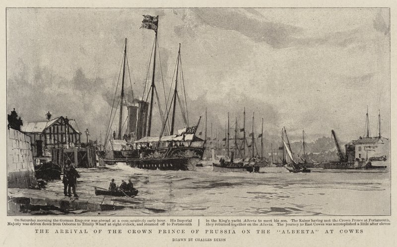 The Arrival of the Crown Prince of Prussia on the Alberta at Cowes by Charles Edward Dixon