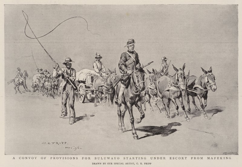 A Convoy of Provisions for Buluwayo Starting under Escort from Mafeking by Charles Edwin Fripp