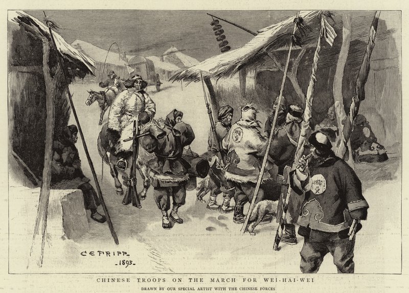 Chinese Troops on the March for Wei-Hai-Wei by Charles Edwin Fripp