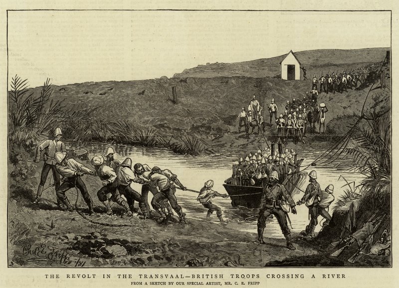 The Revolt in the Transvaal, British Troops Crossing a River by Charles Edwin Fripp