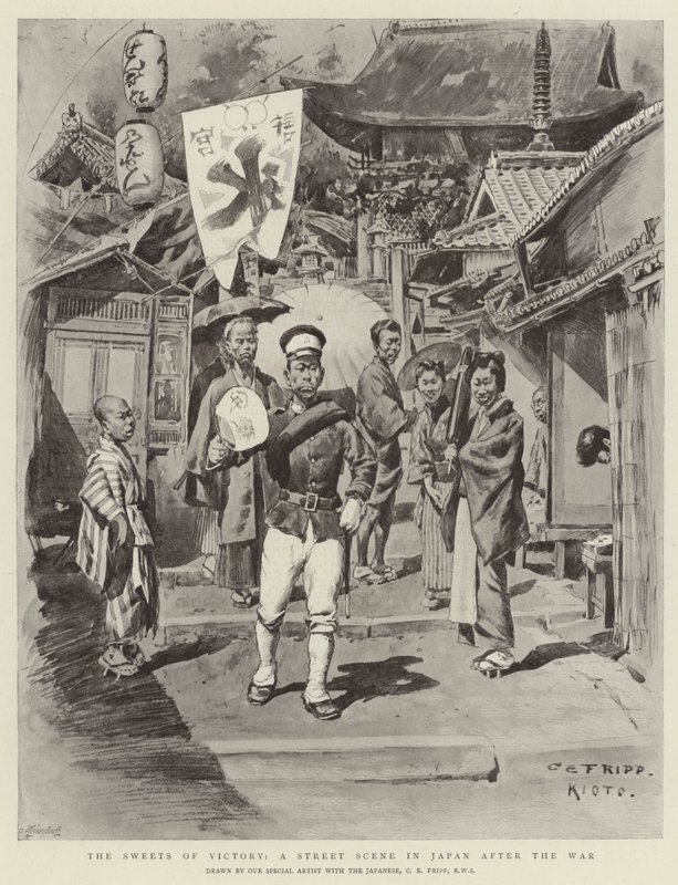 The Sweets of Victory, a Street Scene in Japan after the War by Charles Edwin Fripp