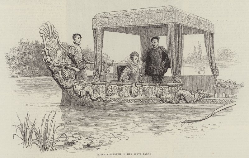 Queen Elizabeth in Her State Barge by Charles Green