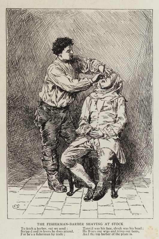 The Fisherman-Barber Shaving at Stock by Charles Green