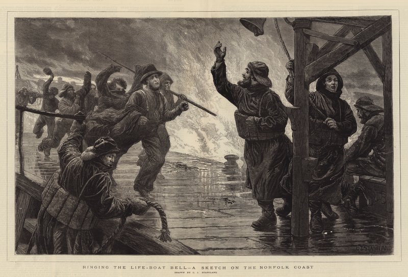 Ringing the Life-Boat Bell, a Sketch on the Norfolk Coast by Charles J. Staniland