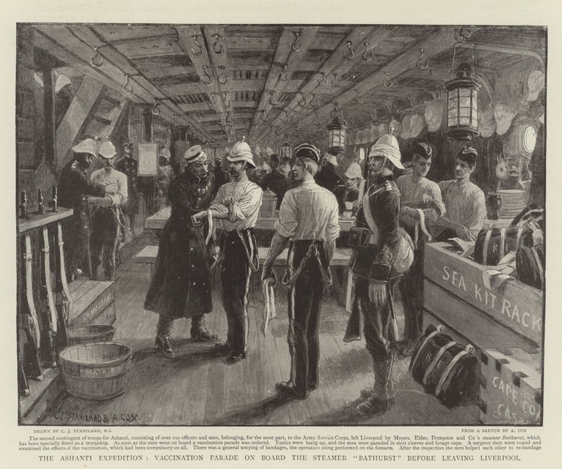 The Ashanti Expedition, Vaccination Parade on Board the Steamer Bathurst before leaving Liverpool by Charles J. Staniland