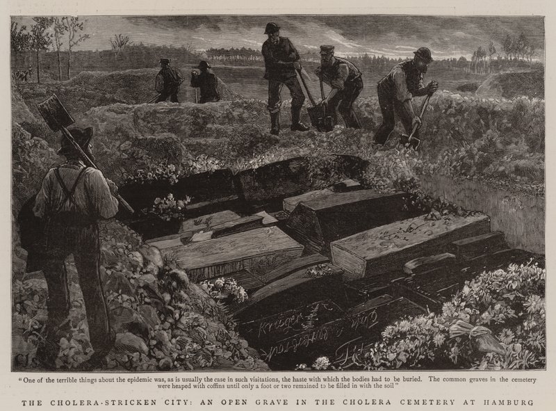 The Cholera-Stricken City, an Open Grave in the Cholera Cemetery at Hamburg by Charles J. Staniland