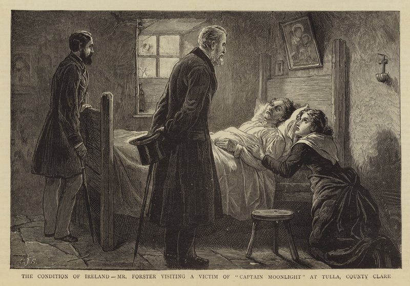 The Condition of Ireland, Mr Forster visiting a Victim of Captain Moonlight at Tulla, County Clare by Charles J. Staniland