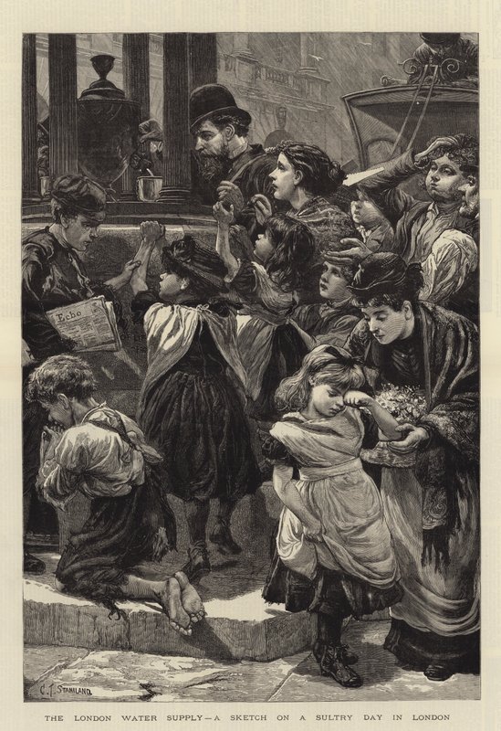 The London Water Supply, a Sketch on a Sultry Day in London by Charles J. Staniland