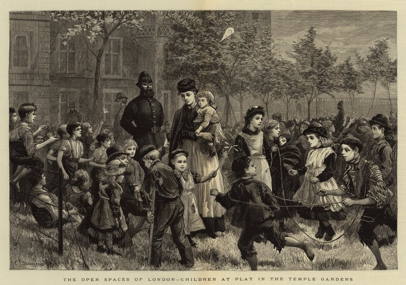 The Open Spaces of London, Children at Play in the Temple Gardens by Charles J. Staniland