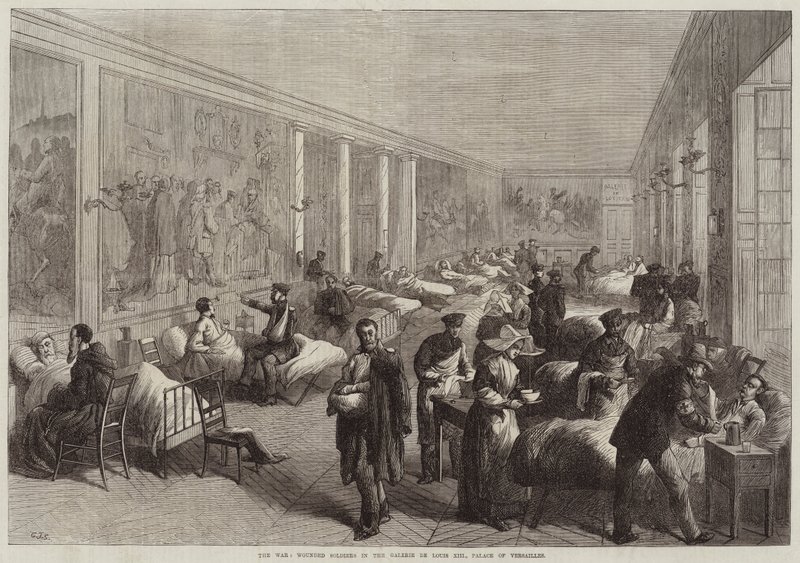 The War, Wounded Soldiers in the Galerie de Louis XIII, Palace of Versailles by Charles J. Staniland