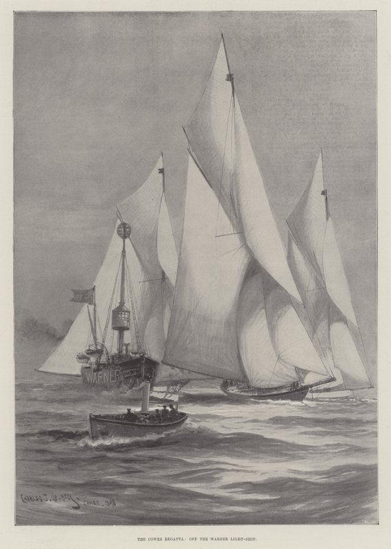 The Cowes Regatta, Off the Warner Light-Ship by Charles John de Lacy