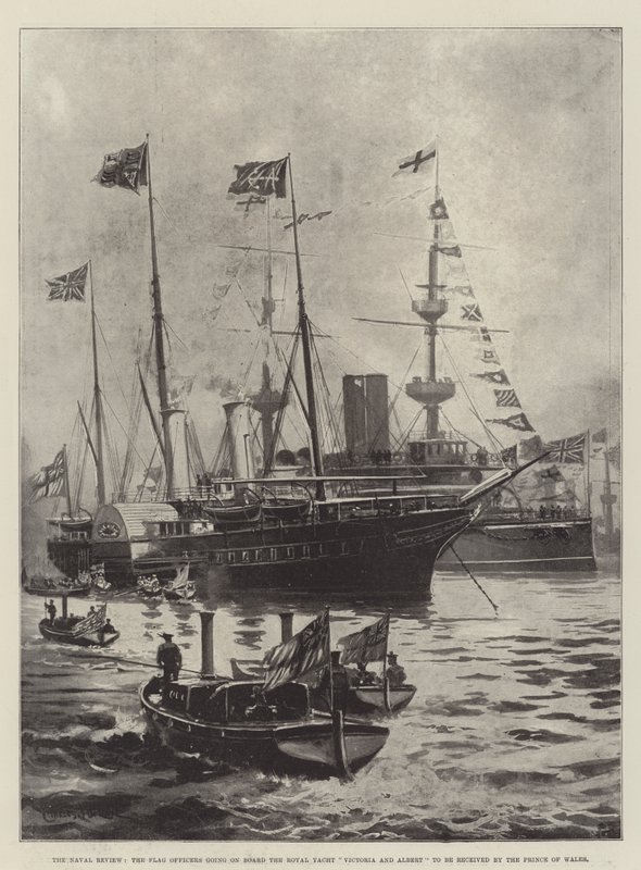 The Naval Review, the Flag Officers going on Board the Royal Yacht Victoria and Albert to be received by the Prince of Wales by Charles John de Lacy
