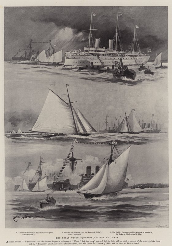 The Royal Yacht Squadron Regatta at Cowes by Charles John de Lacy
