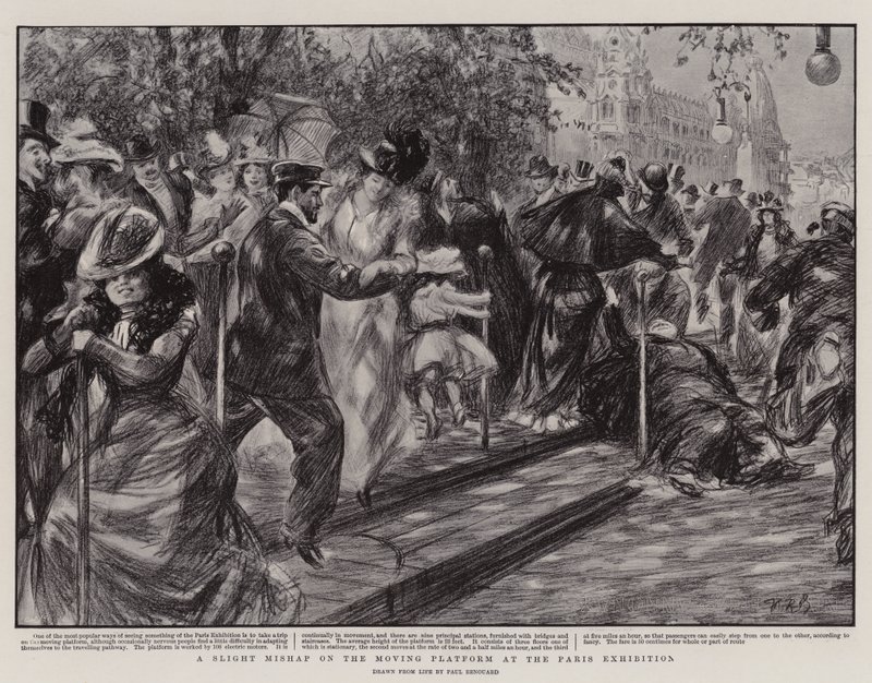 A Slight Mishap on the Moving Platform at the Paris Exhibition by Charles Paul Renouard