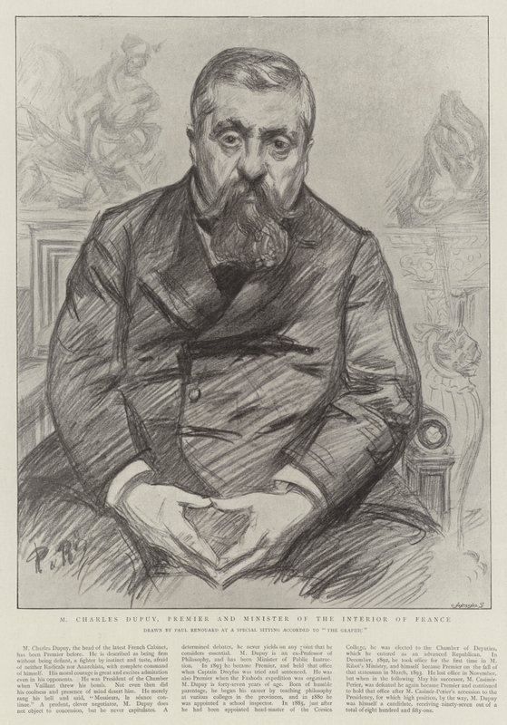 M Charles Dupuy, Premier and Minister of the Interior of France by Charles Paul Renouard