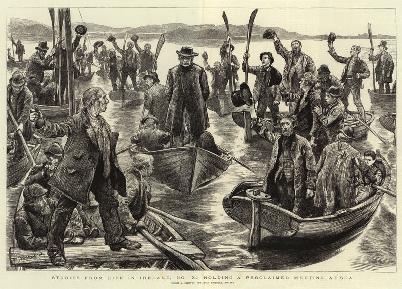 Studies from Life in Ireland, No X, holding a Proclaimed Meeting at Sea by Charles Paul Renouard