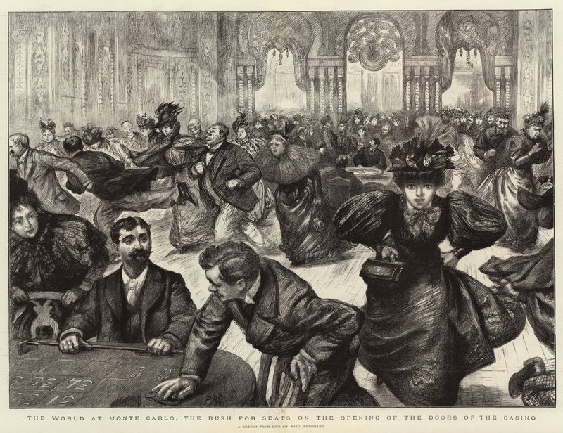 The World at Monte Carlo, the rush for Seats on the Opening of the Doors of the Casino by Charles Paul Renouard