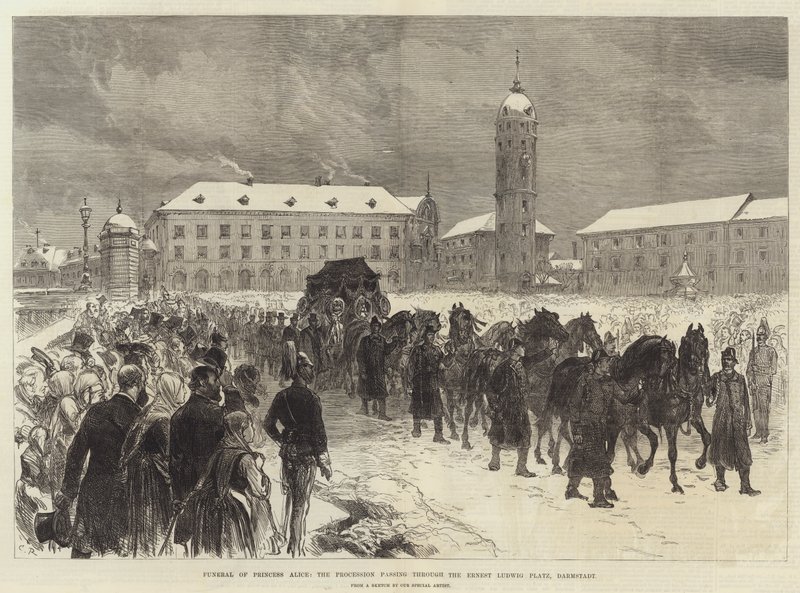 Funeral of Princess Alice, the Procession Passing Through the Ernest Ludwig Platz, Darmstadt by Sir John Charles Robinson