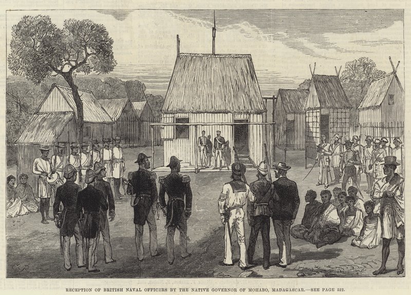 Reception of British Naval Officers by the Native Governor of Mohabo, Madagascar by Sir John Charles Robinson