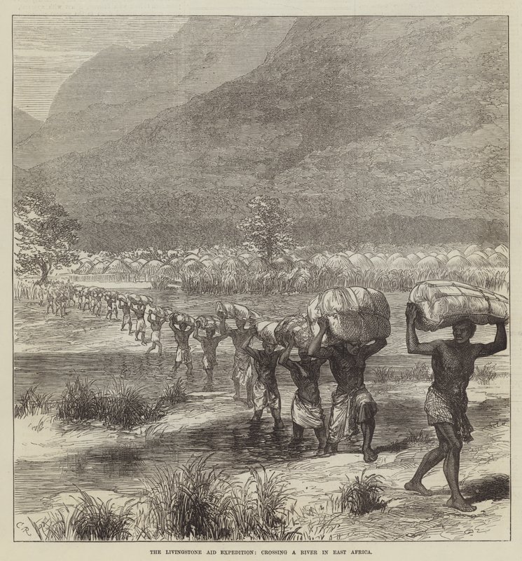 The Livingstone Aid Expedition, Crossing a River in East Africa by Sir John Charles Robinson