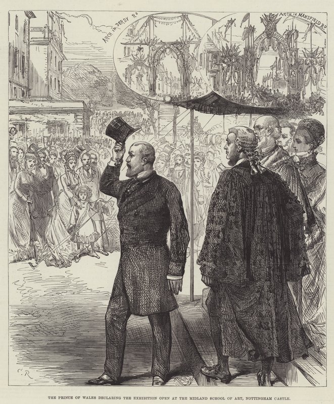 The Prince of Wales declaring the Exhibition Open at the Midland School of Art, Nottingham Castle by Sir John Charles Robinson