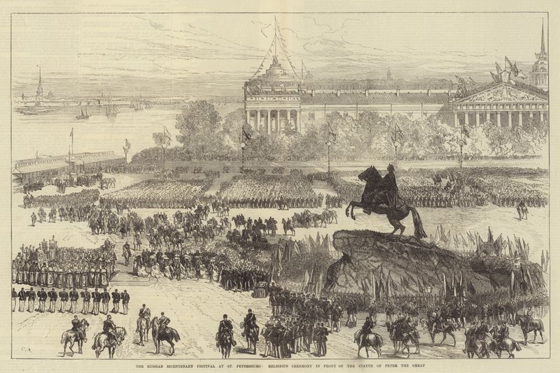 The Russian Bicentenary Festival at St Petersburg, Religious Ceremony in Front of the Statue of Peter the Great by Sir John Charles Robinson