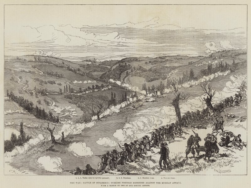 The War, Battle of Sinankeui, Turkish Position defended against the Russian Attack by Sir John Charles Robinson
