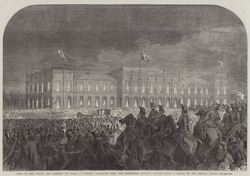 Visit of the Prince and Princess of Wales to Sweden, Departure from the Gottenborg Railway Station by Sir John Charles Robinson