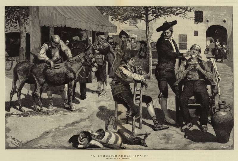 A Street-Barber, Spain by Charles Stanley Reinhart