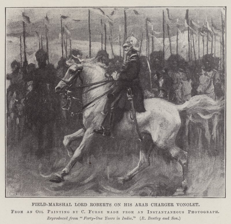 Field-Marshal Lord Roberts on his Arab Charger Vonolet by Charles Wellington Furse
