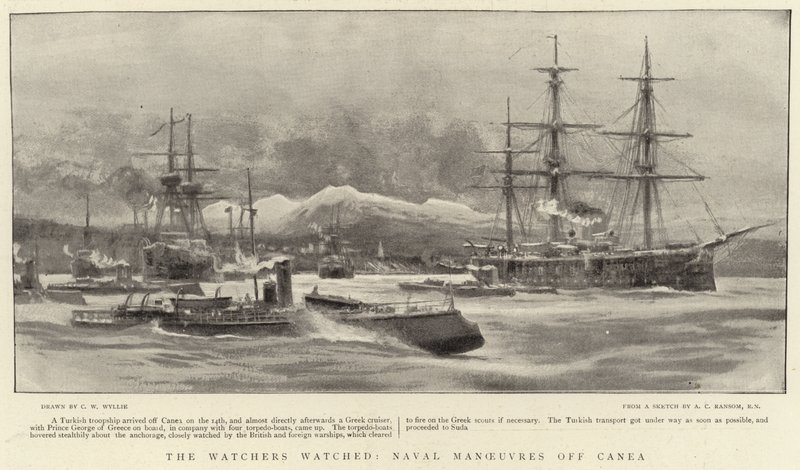 The Watcher Watched, Naval Manoeuvres off Canea by Charles William Wyllie
