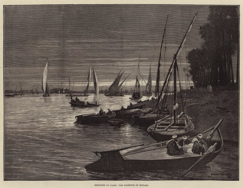 Sketches in Cairo, the Harbour of Boulak by Charles Auguste Loye