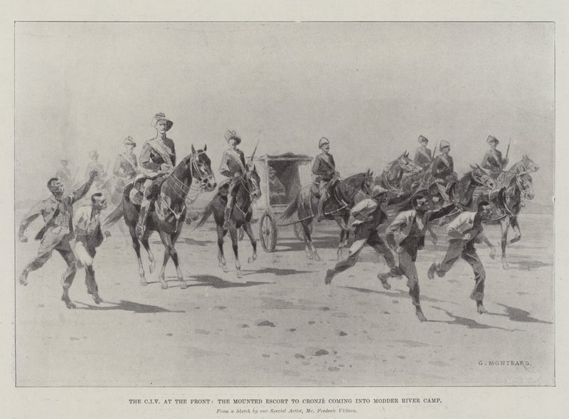 The CIV at the Front, the Mounted Escort to Cronje coming into Modder River Camp by Charles Auguste Loye