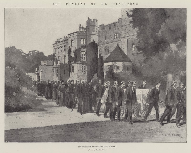 The Funeral of Mr Gladstone, the Procession leaving Hawarden Castle by Charles Auguste Loye