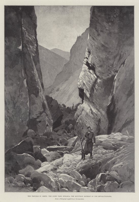 The Trouble in Crete, the Chief Pass, Sphakia, the Mountain Retreat of the Revolutionists by Charles Auguste Loye