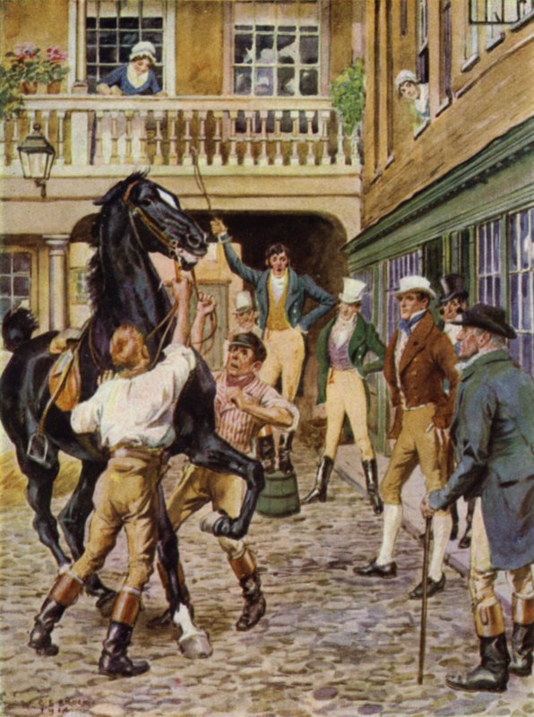 Illustration for The Amateur Gentleman by Jeffery Farnol by Charles Edmund (after) Brock