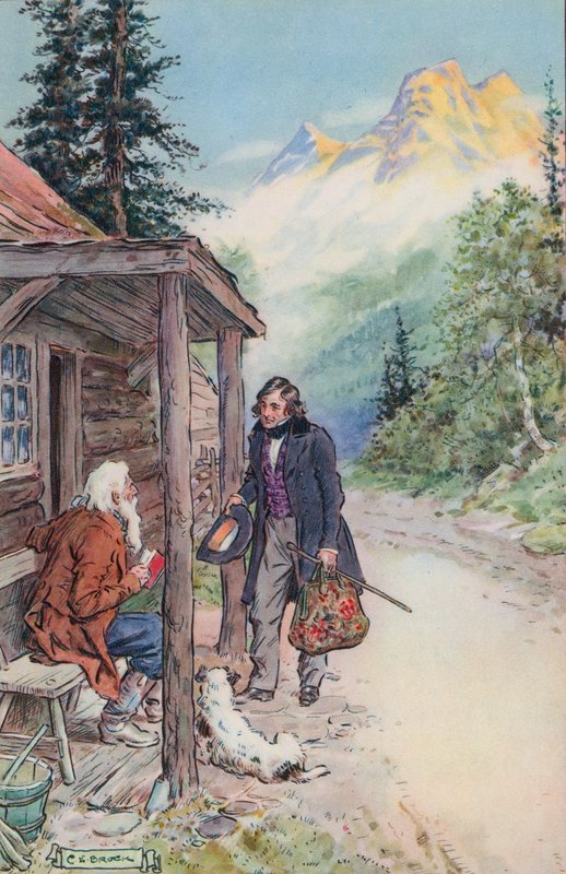 Illustration for The Great Stone Face by Nathaniel Hawthorne by Charles Edmund Brock