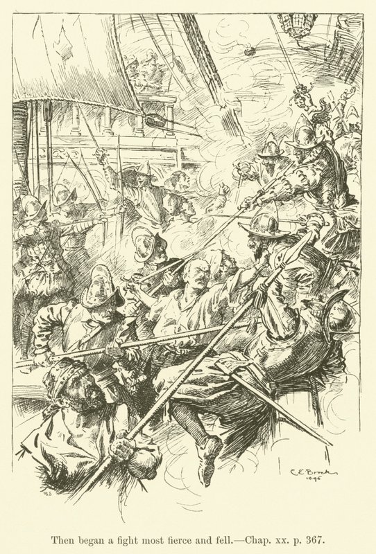 Illustration for Westward Ho! by Charles Kingsley by Charles Edmund Brock